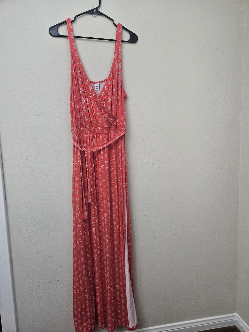 Old Navy Coral Printed Wrap Maxi Dress